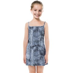 Faded Blue Texture Kids  Summer Sun Dress by SpinnyChairDesigns