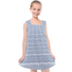 Boho Faded Blue Stripes Kids  Cross Back Dress by SpinnyChairDesigns