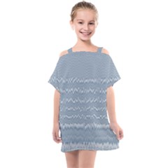 Boho Faded Blue Stripes Kids  One Piece Chiffon Dress by SpinnyChairDesigns