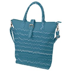 Boho Teal Stripes Buckle Top Tote Bag by SpinnyChairDesigns