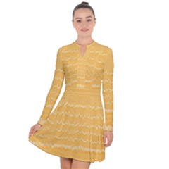 Boho Saffron Yellow Stripes Long Sleeve Panel Dress by SpinnyChairDesigns