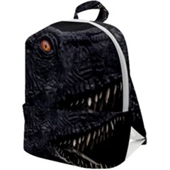 Trex Dinosaur Head Dark Poster Zip Up Backpack by dflcprintsclothing