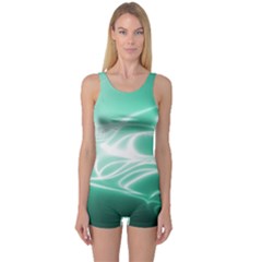 Biscay Green Glow One Piece Boyleg Swimsuit by SpinnyChairDesigns