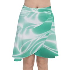 Biscay Green Glow Chiffon Wrap Front Skirt by SpinnyChairDesigns