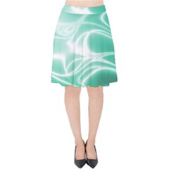 Biscay Green Glow Velvet High Waist Skirt by SpinnyChairDesigns