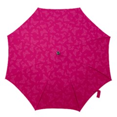 Magenta Pink Butterflies Pattern Hook Handle Umbrellas (medium) by SpinnyChairDesigns