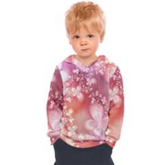 Boho Pastel Pink Floral Print Kids  Overhead Hoodie by SpinnyChairDesigns