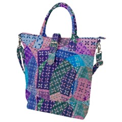 Boho Patchwork Buckle Top Tote Bag by SpinnyChairDesigns