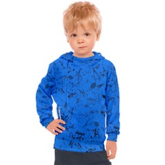 Cornflower Blue Music Notes Kids  Hooded Pullover by SpinnyChairDesigns