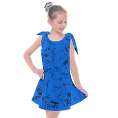 Cornflower Blue Music Notes Kids  Tie Up Tunic Dress by SpinnyChairDesigns