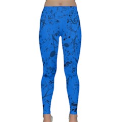 Cornflower Blue Music Notes Lightweight Velour Classic Yoga Leggings by SpinnyChairDesigns