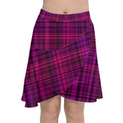 Fuchsia Madras Plaid Chiffon Wrap Front Skirt by SpinnyChairDesigns