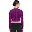 Fuchsia Madras Plaid Long Sleeve Zip Up Bomber Jacket View2