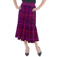 Fuchsia Madras Plaid Midi Mermaid Skirt by SpinnyChairDesigns