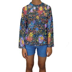 Abstract Paint Splatters Kids  Long Sleeve Swimwear by SpinnyChairDesigns