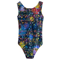 Abstract Paint Splatters Kids  Cut-out Back One Piece Swimsuit by SpinnyChairDesigns