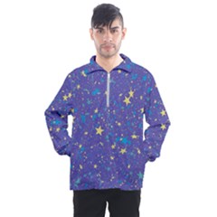 Starry Night Purple Men s Half Zip Pullover by SpinnyChairDesigns