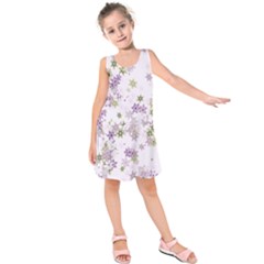 Purple Wildflower Print Kids  Sleeveless Dress by SpinnyChairDesigns