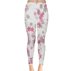 Pink Wildflower Print Inside Out Leggings by SpinnyChairDesigns