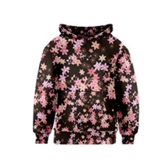 Pink Lilies On Black Kids  Pullover Hoodie by SpinnyChairDesigns