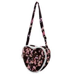 Pink Lilies On Black Heart Shoulder Bag by SpinnyChairDesigns