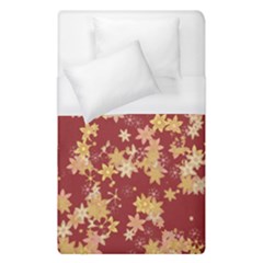 Gold And Tuscan Red Floral Print Duvet Cover (single Size) by SpinnyChairDesigns