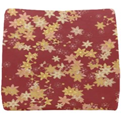 Gold And Tuscan Red Floral Print Seat Cushion by SpinnyChairDesigns