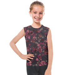 Pink Wine Floral Print Kids  Mesh Tank Top by SpinnyChairDesigns