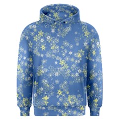 Yellow Flowers On Blue Men s Overhead Hoodie by SpinnyChairDesigns