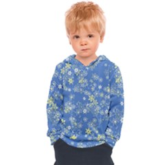 Yellow Flowers On Blue Kids  Overhead Hoodie by SpinnyChairDesigns