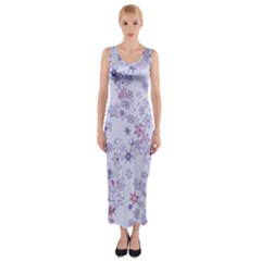 Pastel Purple Floral Pattern Fitted Maxi Dress by SpinnyChairDesigns