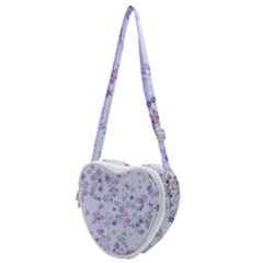 Pastel Purple Floral Pattern Heart Shoulder Bag by SpinnyChairDesigns