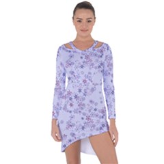 Pastel Purple Floral Pattern Asymmetric Cut-out Shift Dress by SpinnyChairDesigns