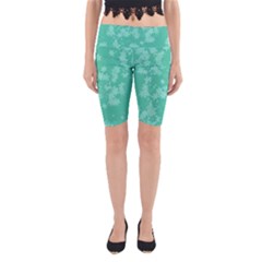 Biscay Green Floral Print Yoga Cropped Leggings