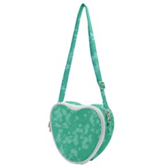 Biscay Green Floral Print Heart Shoulder Bag by SpinnyChairDesigns