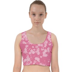 Blush Pink Floral Print Velvet Racer Back Crop Top by SpinnyChairDesigns