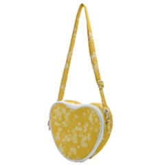 Saffron Yellow Floral Print Heart Shoulder Bag by SpinnyChairDesigns