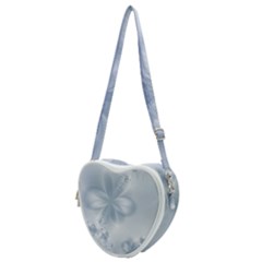 Faded Blue Floral Print Heart Shoulder Bag by SpinnyChairDesigns