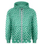 Biscay Green White Floral Print Men s Zipper Hoodie