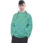 Biscay Green White Floral Print Men s Pullover Hoodie