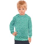 Biscay Green White Floral Print Kids  Hooded Pullover