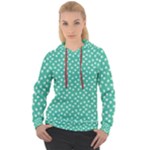 Biscay Green White Floral Print Women s Overhead Hoodie