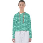 Biscay Green White Floral Print Women s Slouchy Sweat