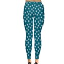 Teal White Floral Print Inside Out Leggings View2