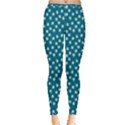 Teal White Floral Print Inside Out Leggings View3