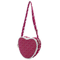 Magenta Rose White Floral Print Heart Shoulder Bag by SpinnyChairDesigns