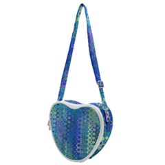 Boho Blue Wildflower Print Heart Shoulder Bag by SpinnyChairDesigns