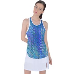 Boho Blue Wildflower Print Racer Back Mesh Tank Top by SpinnyChairDesigns