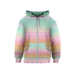 Boho Retro Pastel Floral Pattern Kids  Zipper Hoodie by SpinnyChairDesigns