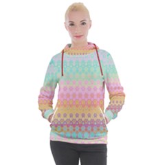 Boho Retro Pastel Floral Pattern Women s Hooded Pullover by SpinnyChairDesigns